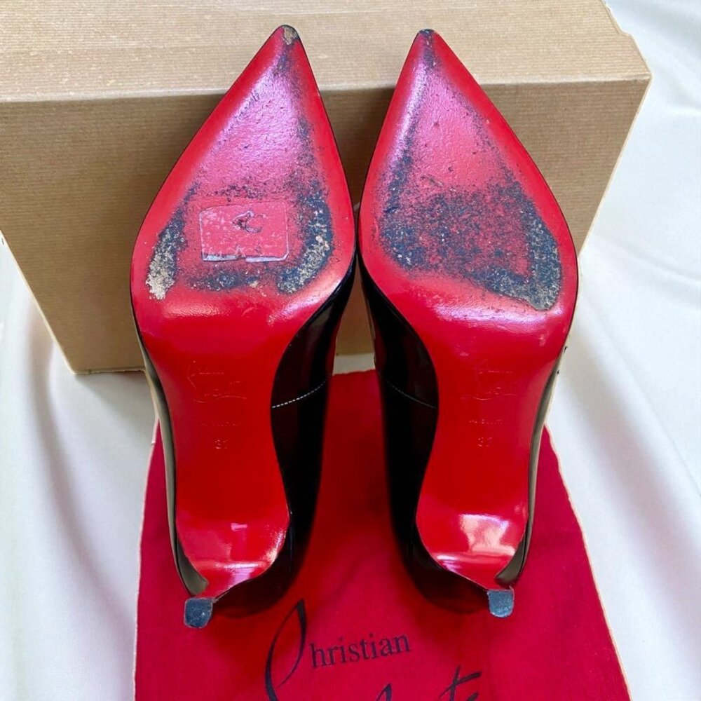 Christian Louboutin Pigalle 85 Patent Black Pumps - Picture 9 of 12